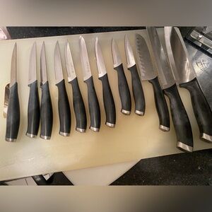 JA Henckles International Knives Black Stainless Steel Knife Set Chef Cooking